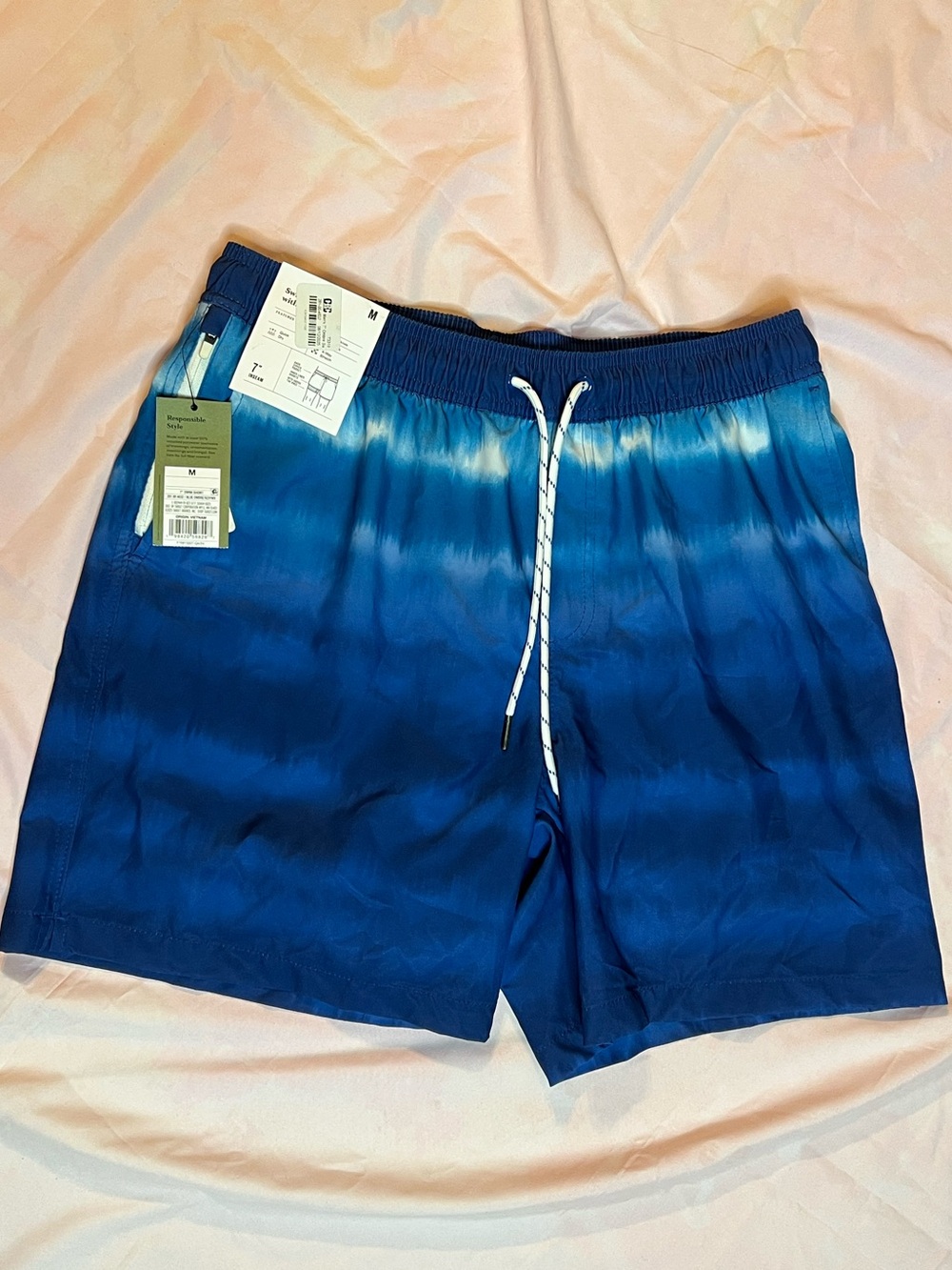 NWT Goodfellow & Co Men's Blue Ombre Swim Board Shorts with Drawstring Medium